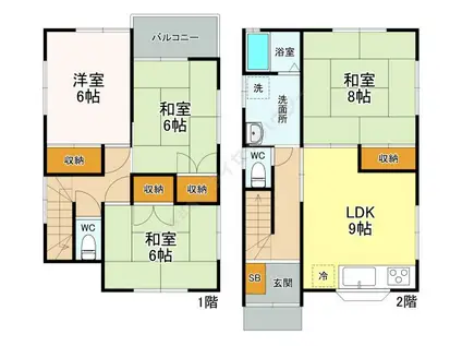 アストラムライン 中筋駅 徒歩7分 2階建 築30年(4LDK)の間取り写真