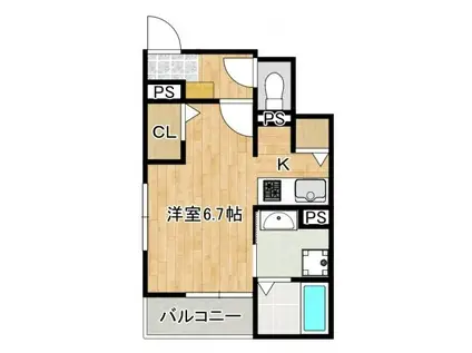 アウローラ長束西(1K/1階)の間取り写真