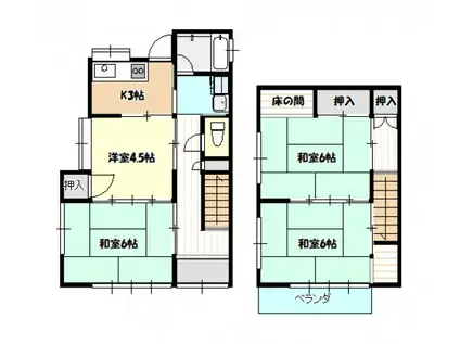 アストラムライン 伴駅 徒歩7分 2階建 築43年(4K)の間取り写真