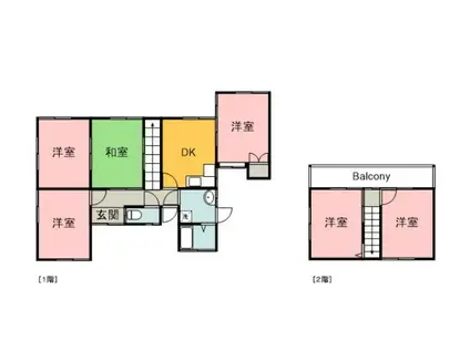 広島県広島市安佐北区 2階建 築50年(6DK)の間取り写真