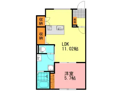 シンビオシスM7(1LDK/1階)の間取り写真