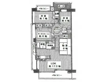 可部線 七軒茶屋駅 徒歩3分 14階建 築19年(3SLDK/13階)の間取り写真