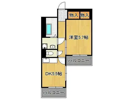 ギャラン小文字(1DK/8階)の間取り写真