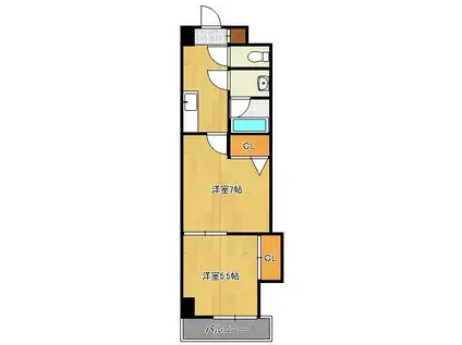 中津口センタービル(2K/10階)の間取り写真