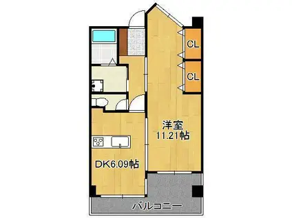 ピュアライフ砂津ビル(1LDK/8階)の間取り写真