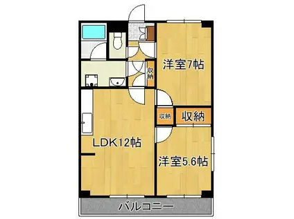 上馬寄スカイハイツ(2LDK/3階)の間取り写真