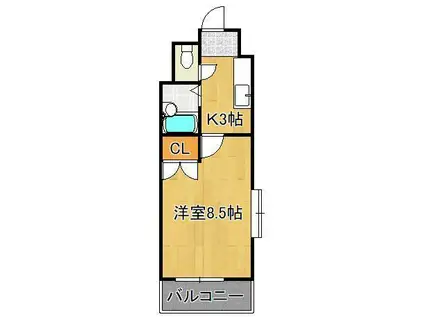 F′S FLATS古船場(1K/12階)の間取り写真