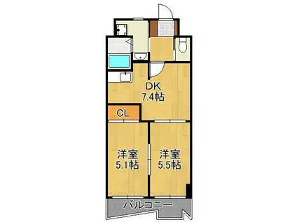 S-FORT小倉(2DK/4階)の間取り写真