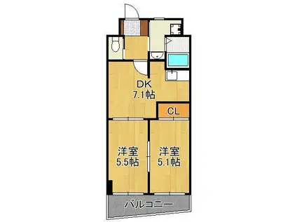 S-FORT小倉(2DK/6階)の間取り写真