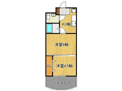 ロイヤルキャッスル(2K/10階)の間取り写真