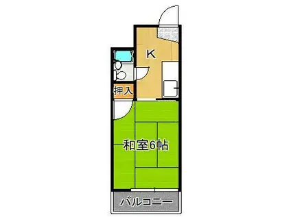 ジュネス三萩野(1K/2階)の間取り写真