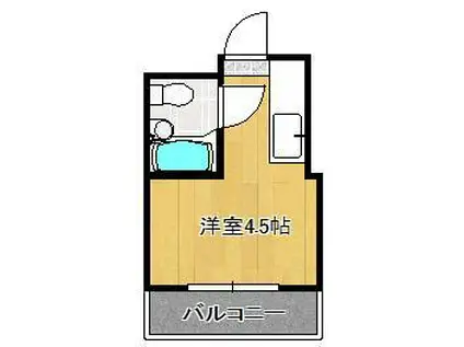 ジュネス三萩野(ワンルーム/4階)の間取り写真