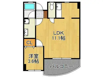 FORZA馬借(1LDK/5階)の間取り写真