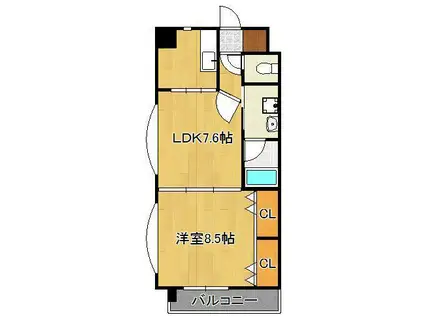 浅野ベイタワー(1LDK/10階)の間取り写真