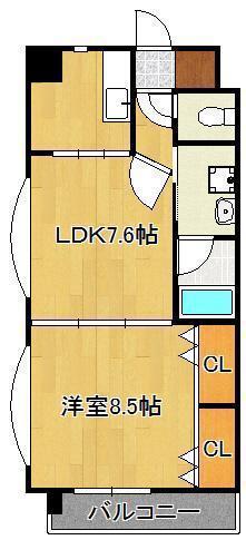 浅野ベイタワー(1LDK/7階)の間取り写真