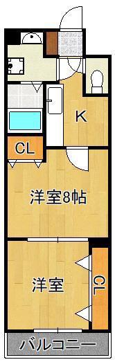 プリンセス香春口(2K/11階)の間取り写真