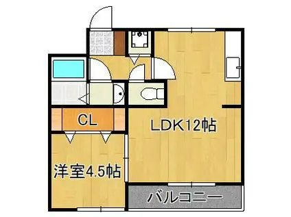 コーポニシカワ(1LDK/3階)の間取り写真