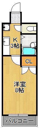 BERGAMOTTO馬借(1K/3階)の間取り写真