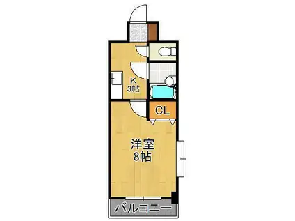 BERGAMOTTO馬借(1K/6階)の間取り写真