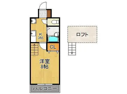 BERGAMOTTO馬借(1K/8階)の間取り写真