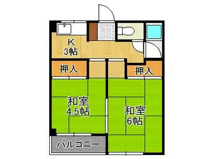 九設ビル(2K/4階)の間取り写真