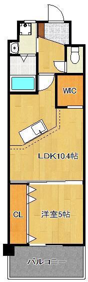 コンプレート古船場(1LDK/10階)の間取り写真