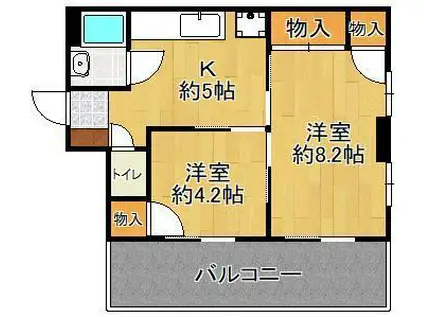 ニュー米谷ビル(2DK/4階)の間取り写真