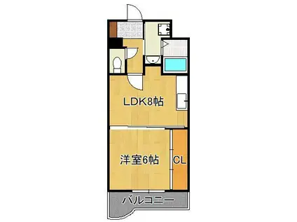 ヒット砂津BLD(1LDK/2階)の間取り写真