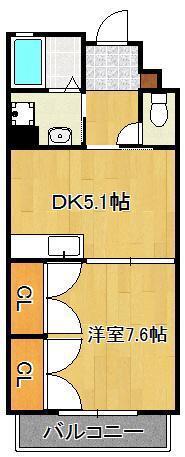 REZIA小倉(1DK/4階)の間取り写真