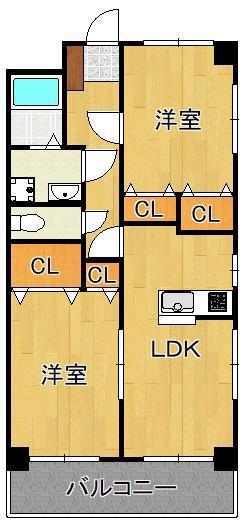 マリアージュ小森江(2LDK/2階)の間取り写真