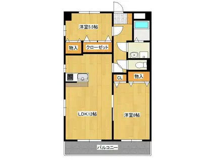 マリアージュ小森江(2LDK/7階)の間取り写真