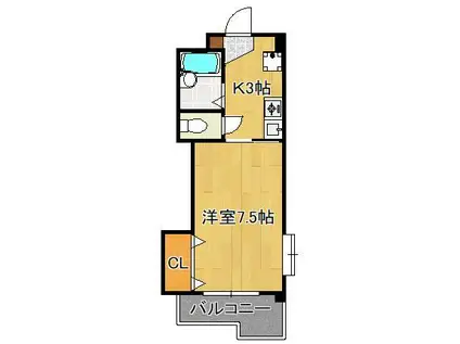 アビタシオン柳町(1K/6階)の間取り写真