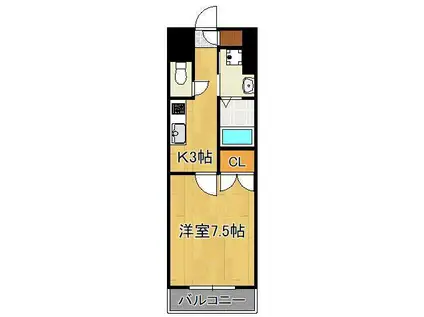 リファレンス小倉駅前(1K/13階)の間取り写真