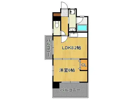 ラフィーネ 小倉(1LDK/3階)の間取り写真