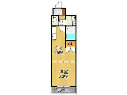 コスモス大里(1DK/6階)の間取り写真