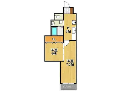 デザイナープリンセス77(2K/8階)の間取り写真