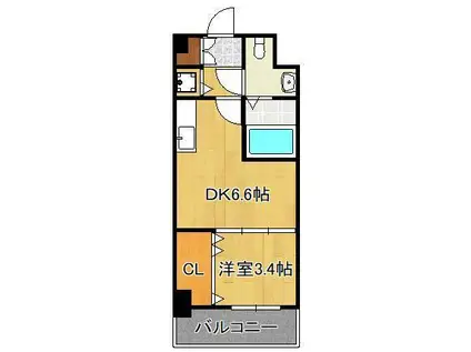 NO.71オリエントトラストタワー(1DK/8階)の間取り写真