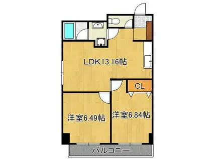 タカフジ・アパートメント(2LDK/9階)の間取り写真