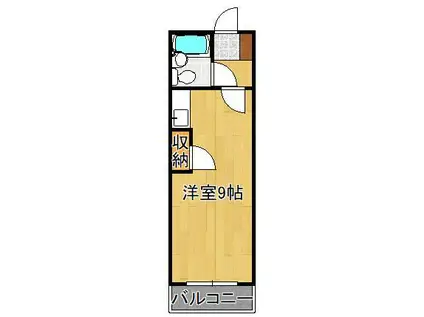 パレス三萩野(ワンルーム/9階)の間取り写真