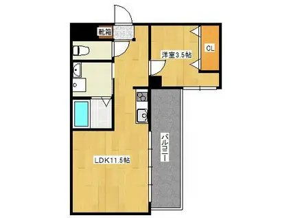 三萩野ビル(1LDK/4階)の間取り写真