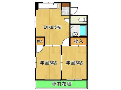 シャトレ別院Ⅲ(2DK/1階)の間取り写真