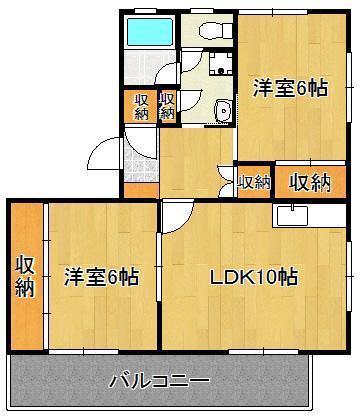 コンフォール21大谷通(2LDK/3階)の間取り写真