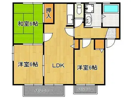パラシオ赤坂C棟(3LDK/2階)の間取り写真