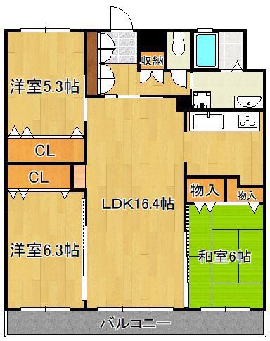 シグナス(3LDK/13階)の間取り写真