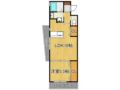 シグナス(1LDK/2階)の間取り写真