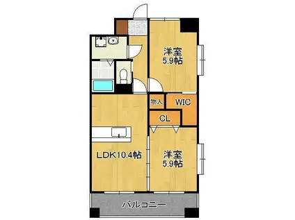 シグナス(2LDK/8階)の間取り写真