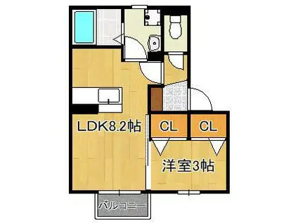 ウエストスクエア(1LDK/2階)の間取り写真