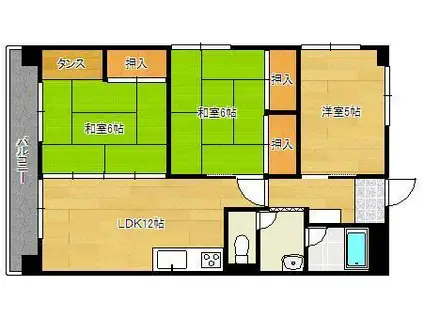 エクレール大里(3LDK/4階)の間取り写真