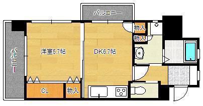 フェルト1113(1DK/10階)の間取り写真