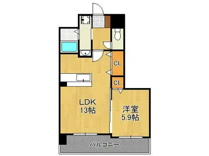 BAY SIDE ASANO(1LDK/5階)の間取り写真